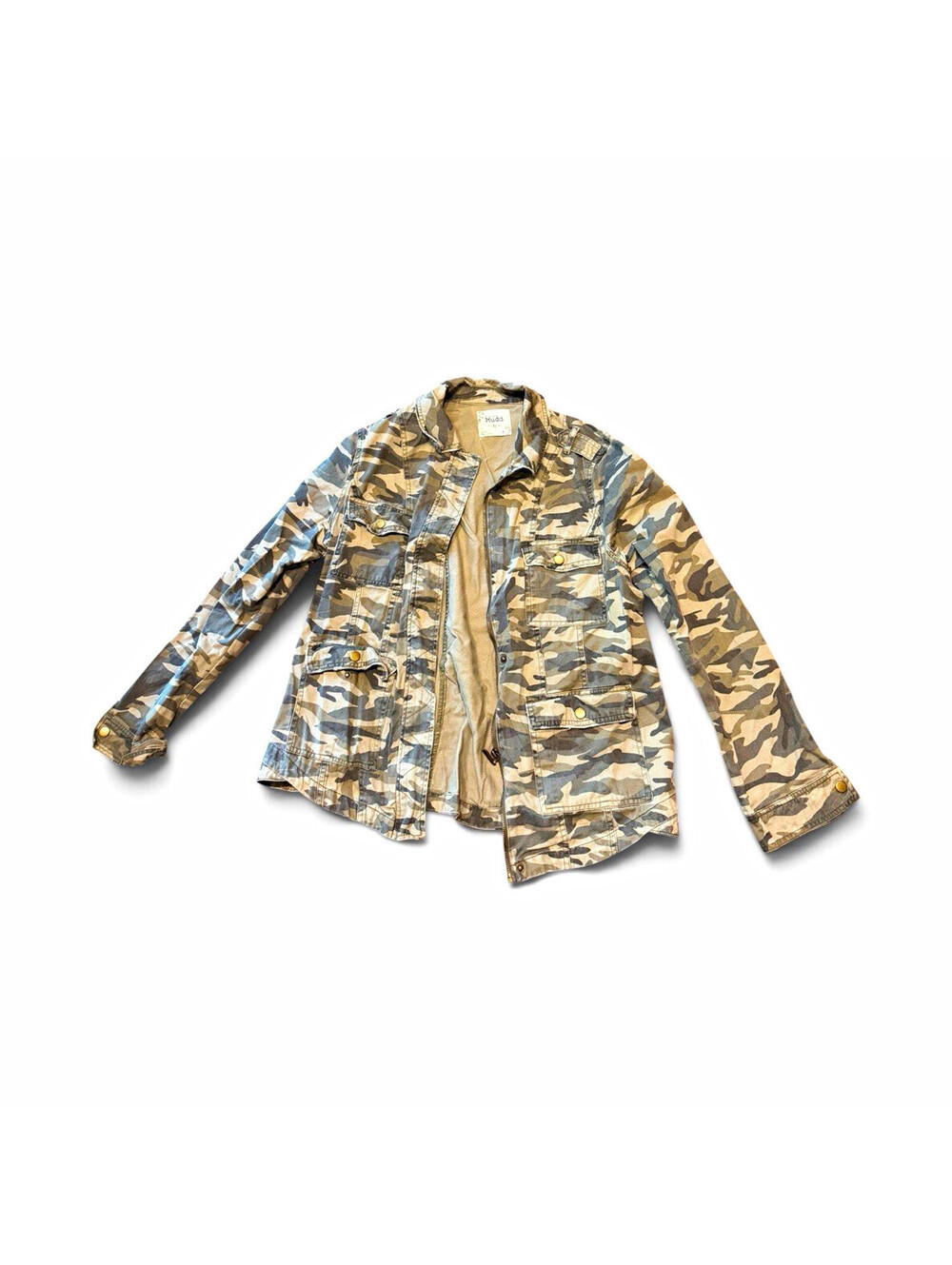 Mudd Women’s Camo Military Jacket XL Polyester Short Button Front Collared